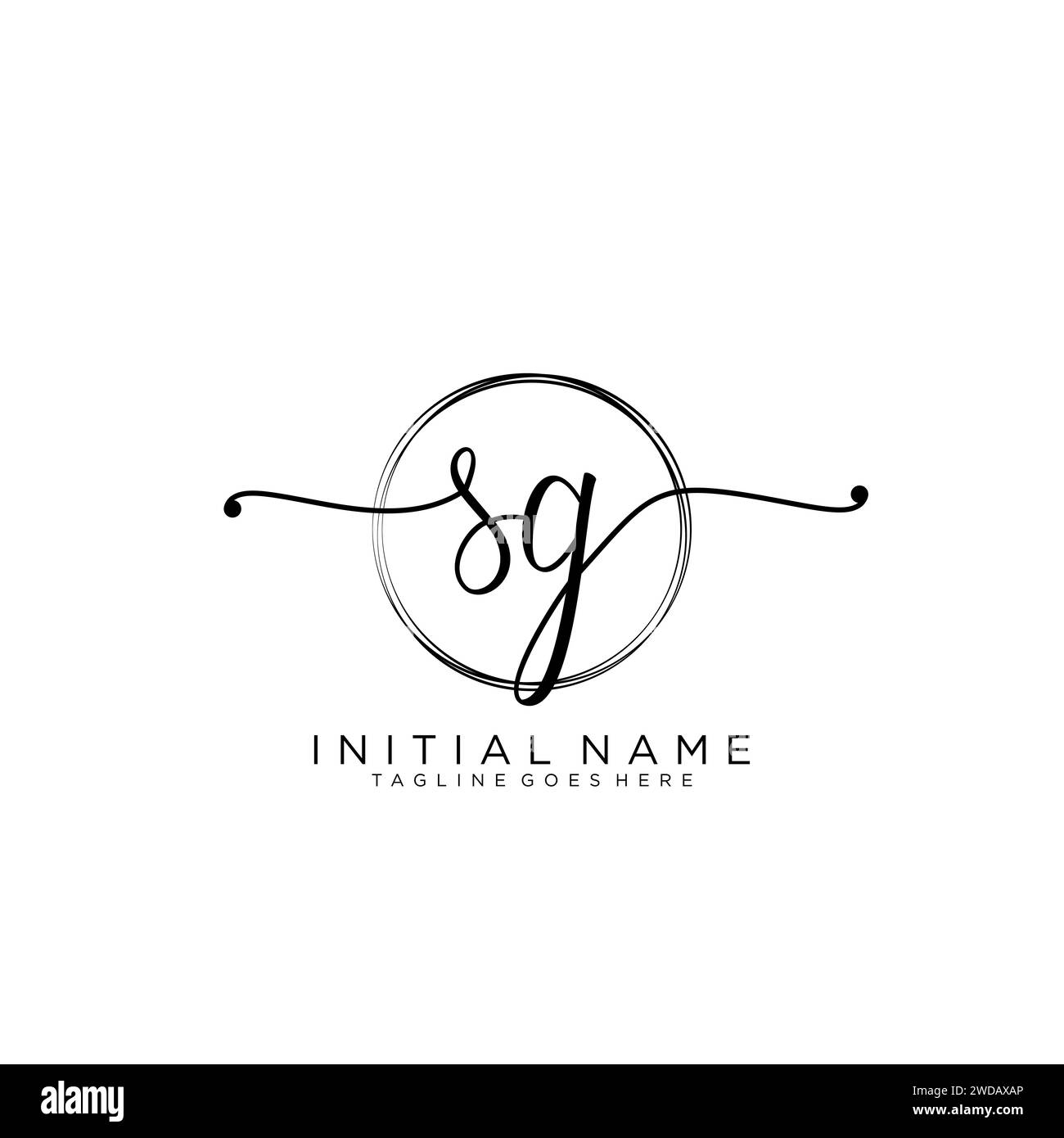 SG Initial handwriting logo with circle Stock Vector