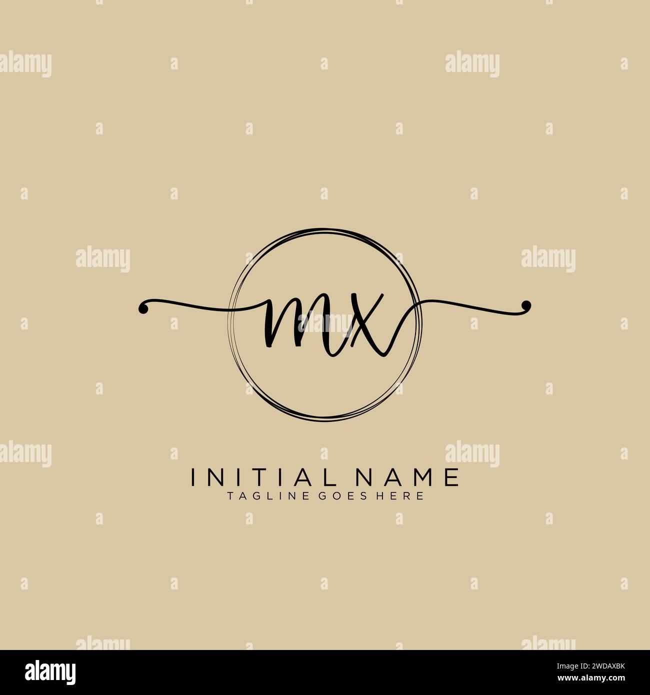 MX Initial handwriting logo with circle Stock Vector
