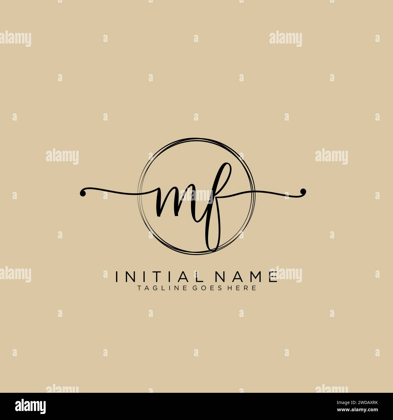 MF Initial handwriting logo with circle Stock Vector
