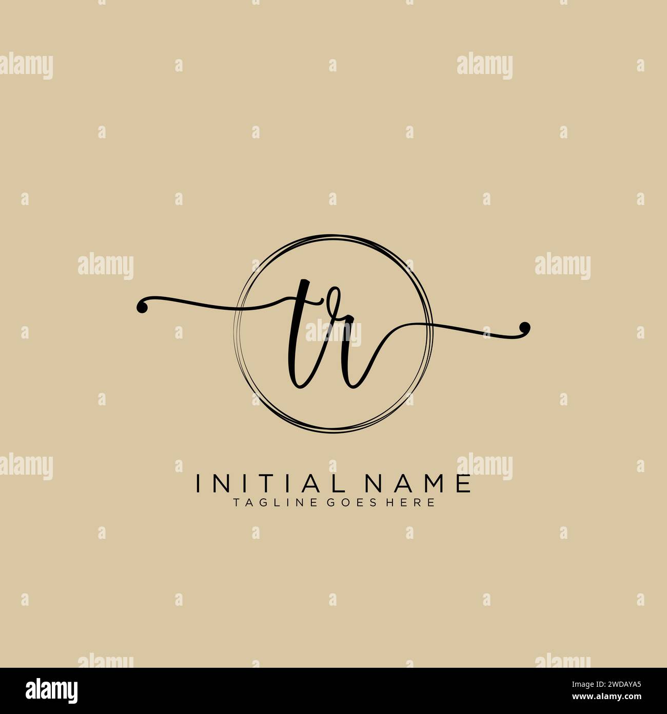 TR Initial handwriting logo with circle Stock Vector