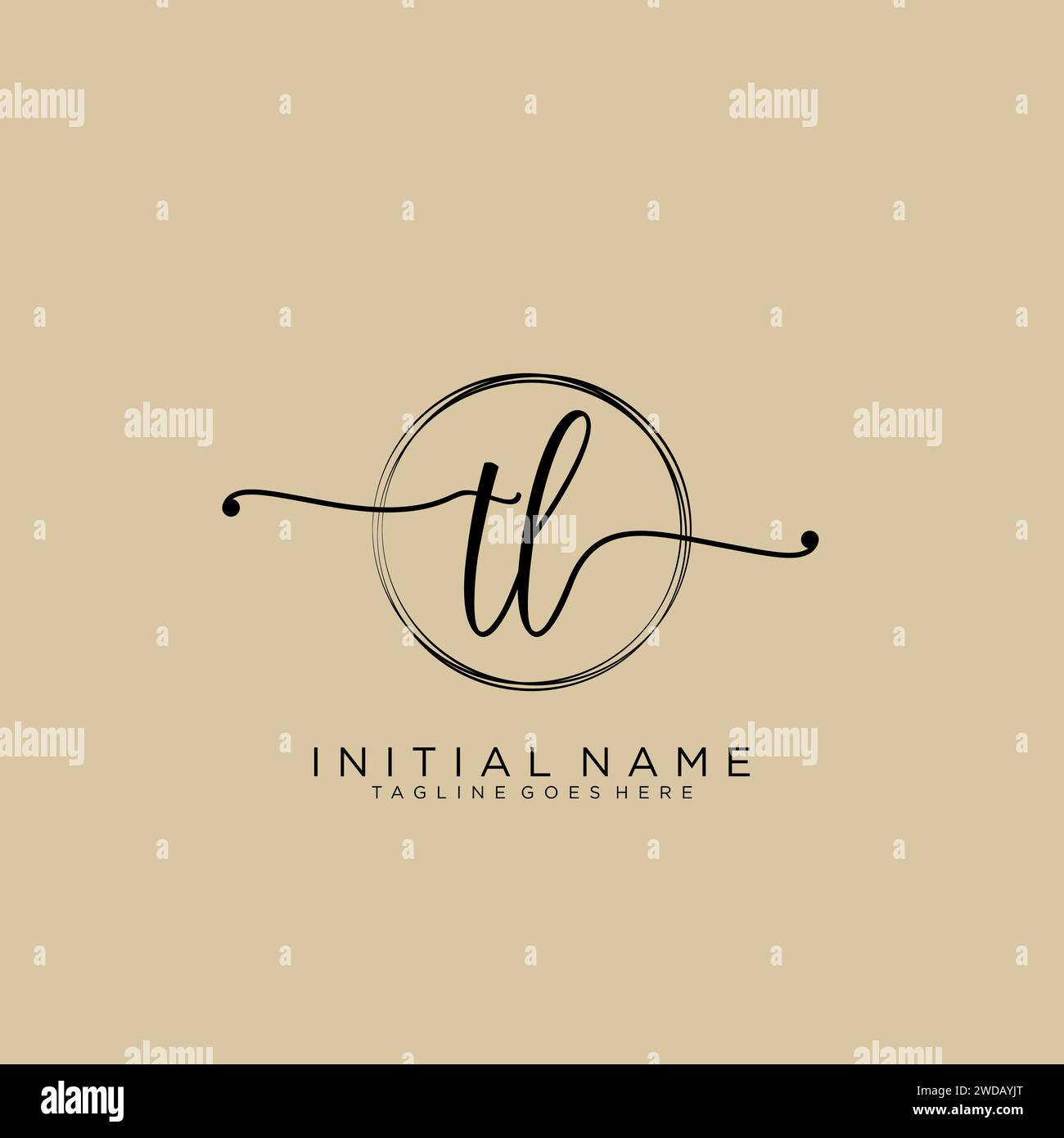 TL Initial handwriting logo with circle Stock Vector