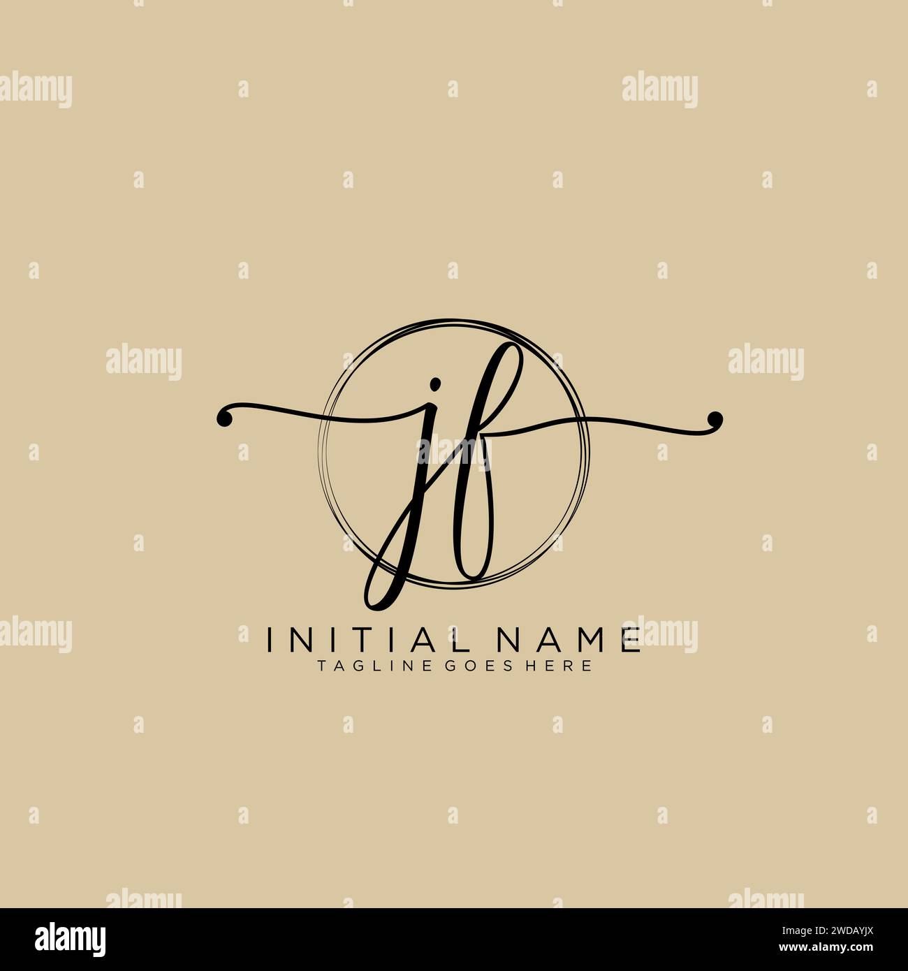 JF Initial handwriting logo with circle Stock Vector