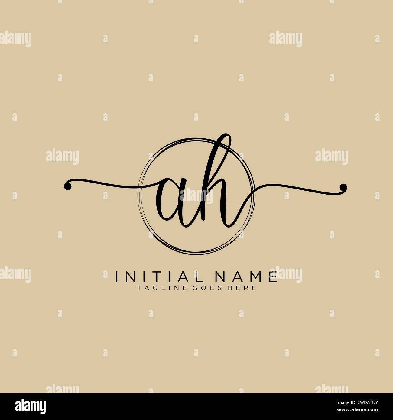 AH Initial handwriting logo with circle Stock Vector