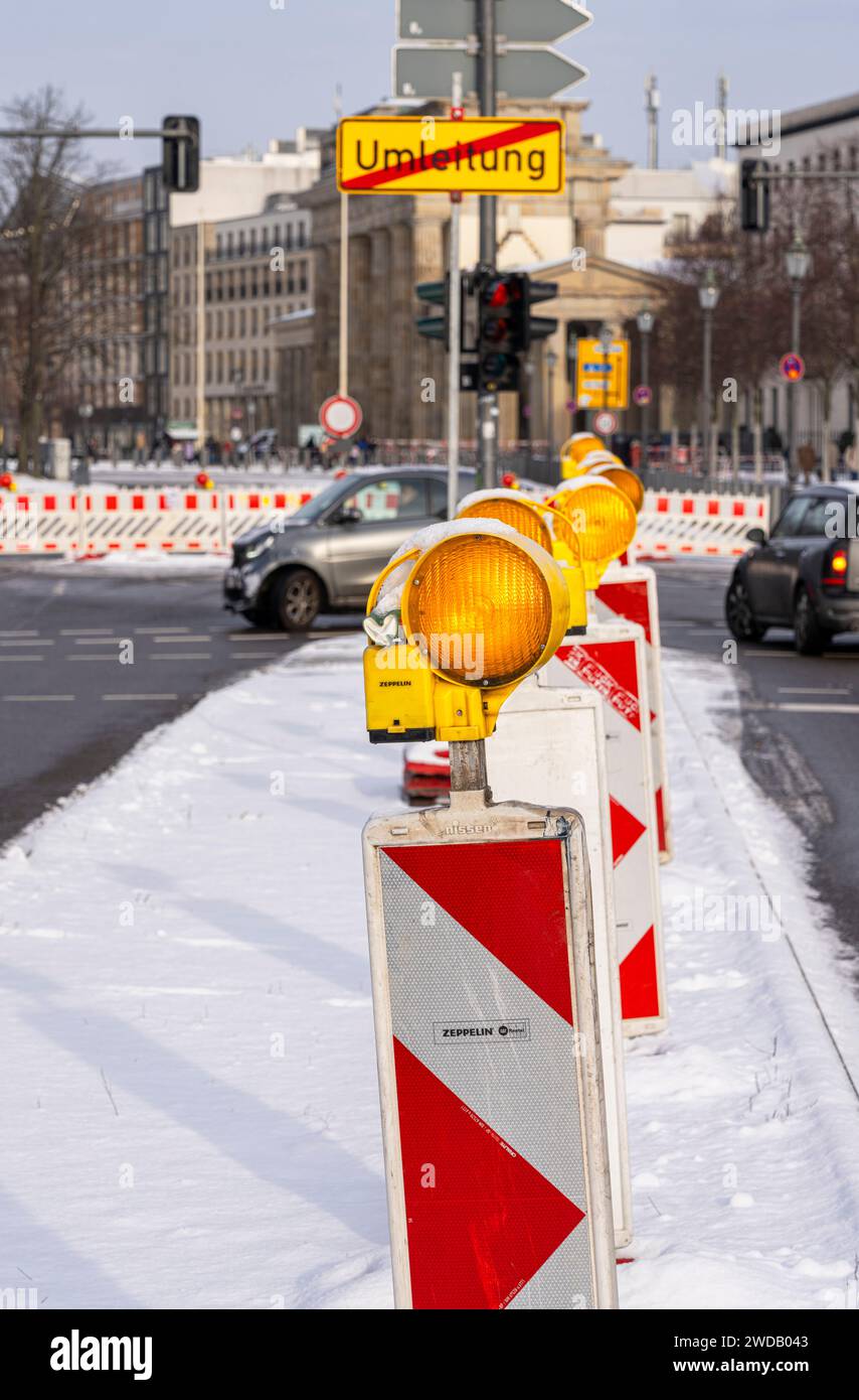 Road Traffic, Traffic-related Barriers At The Brandenburg Gate, Berlin, Germany Stock Photo