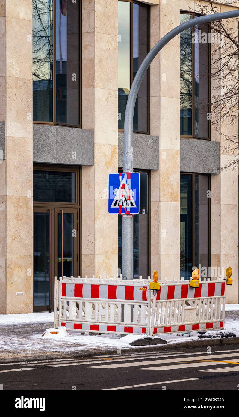 Traffic Signs At The Pedestrian Crossing, Berlin, Germany Stock Photo