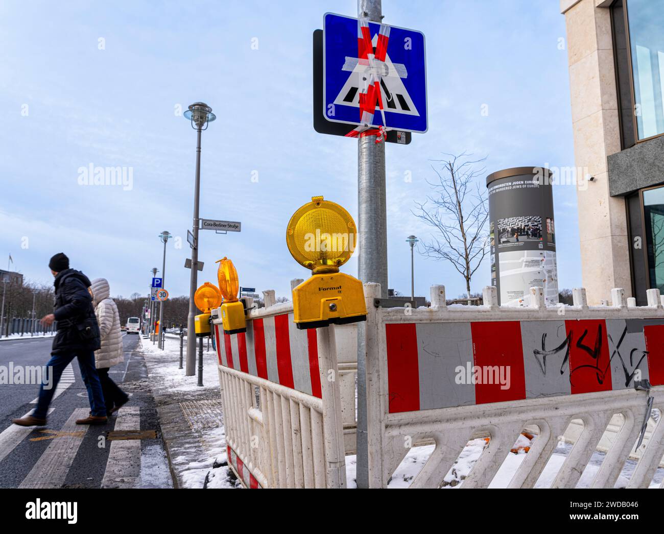 Traffic Signs At The Pedestrian Crossing, Berlin, Germany Stock Photo