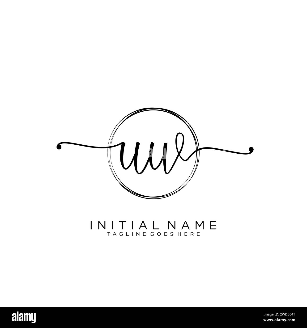 UW Initial handwriting logo with circle Stock Vector