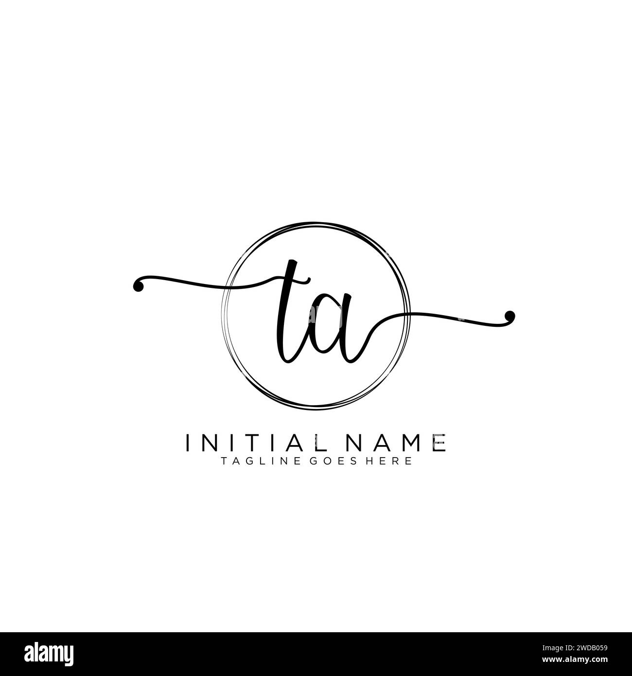 TA Initial handwriting logo with circle Stock Vector