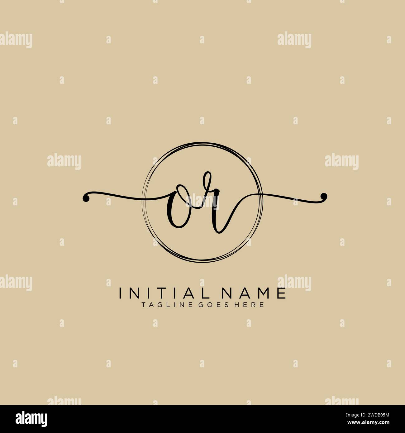 OR Initial handwriting logo with circle Stock Vector