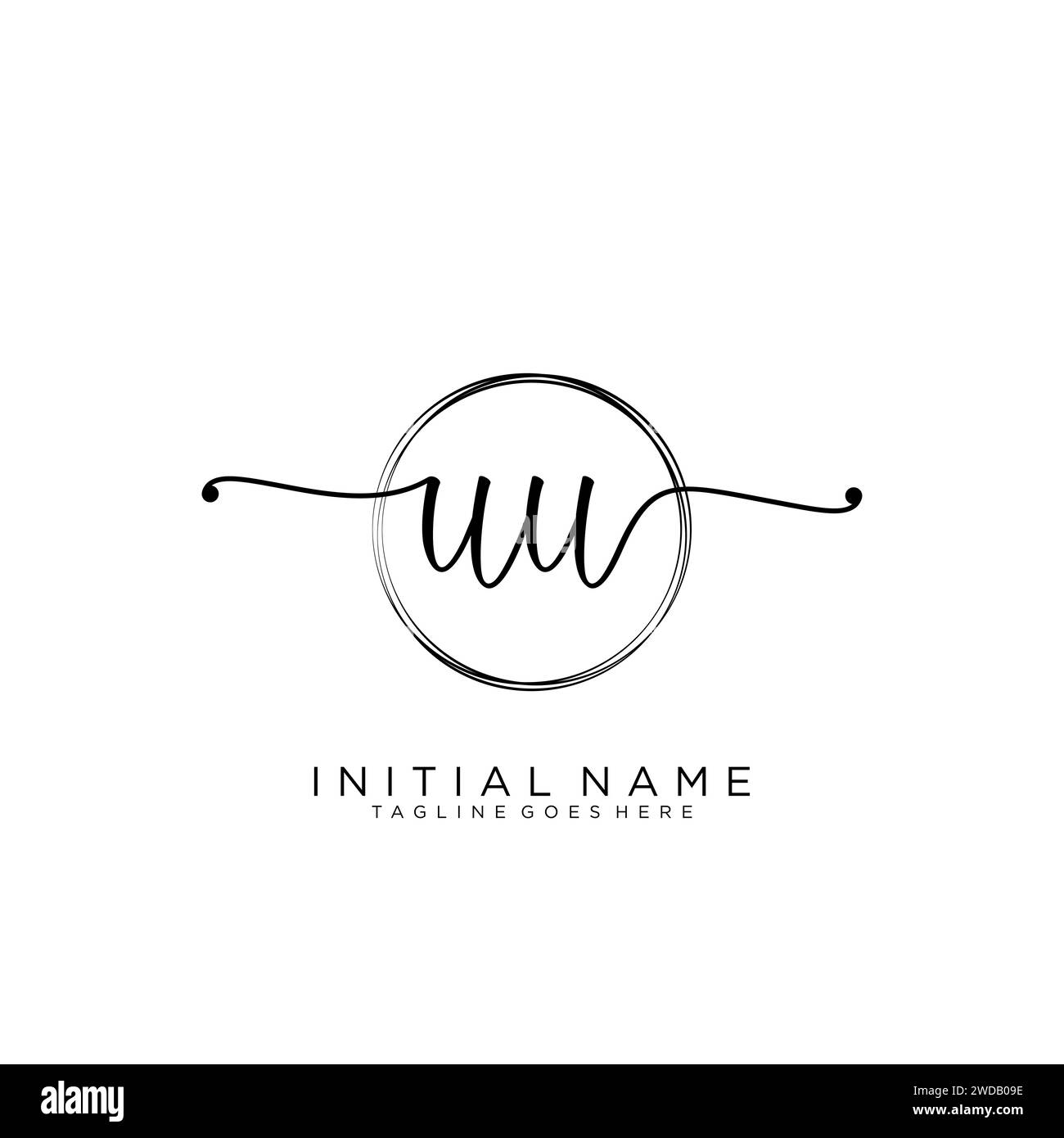 UU Initial handwriting logo with circle Stock Vector