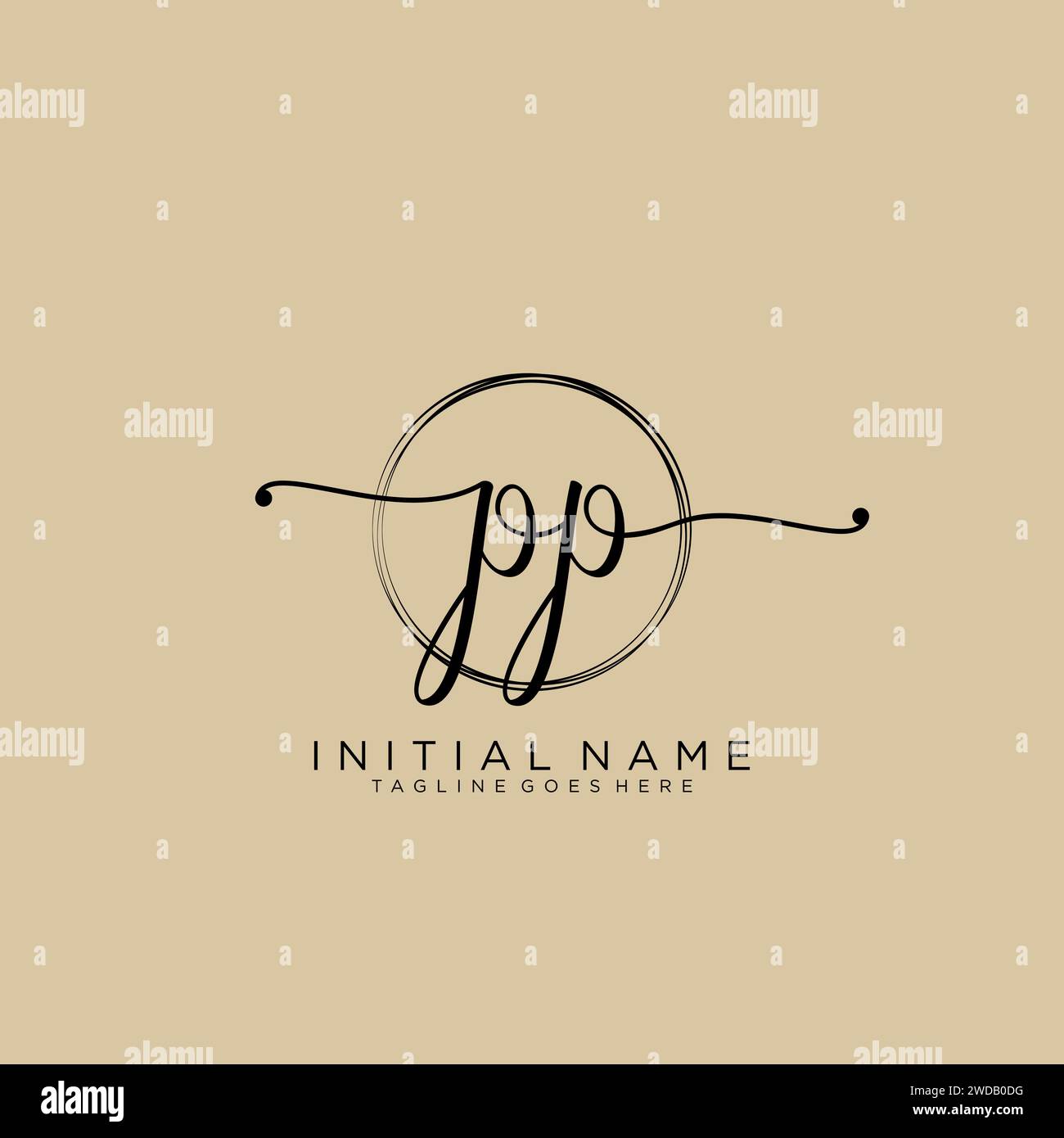 PP Initial handwriting logo with circle Stock Vector