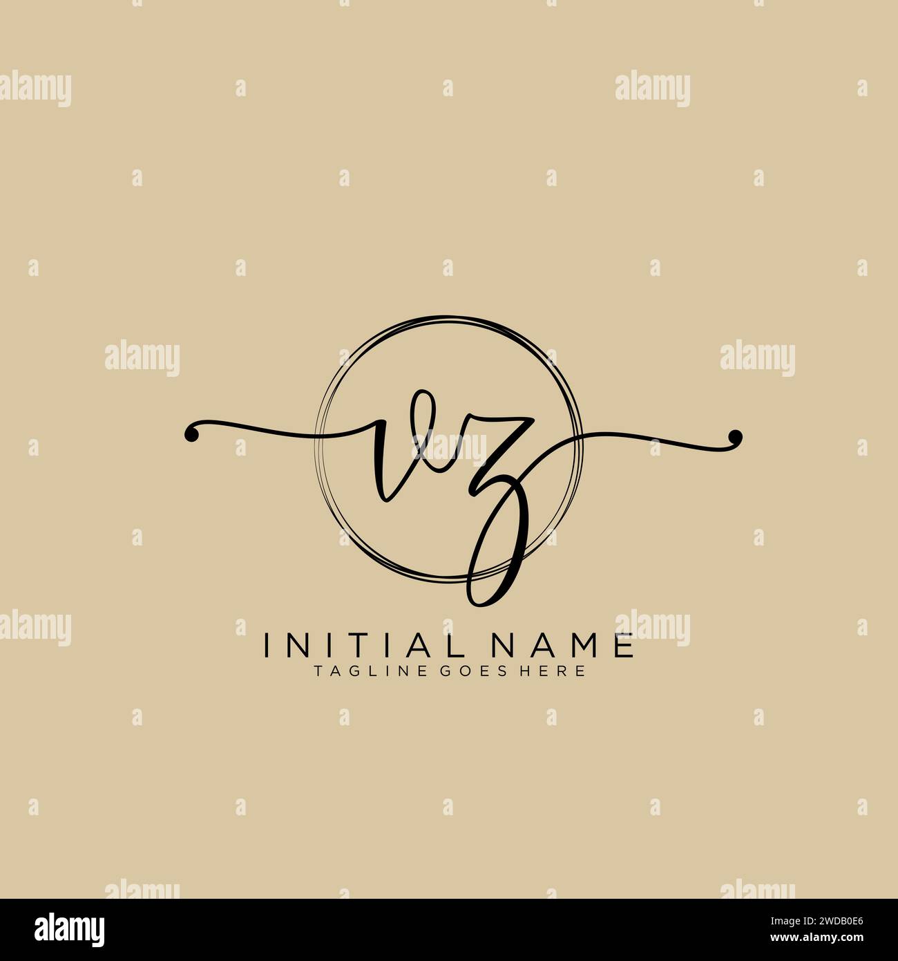 VZ Initial handwriting logo with circle Stock Vector