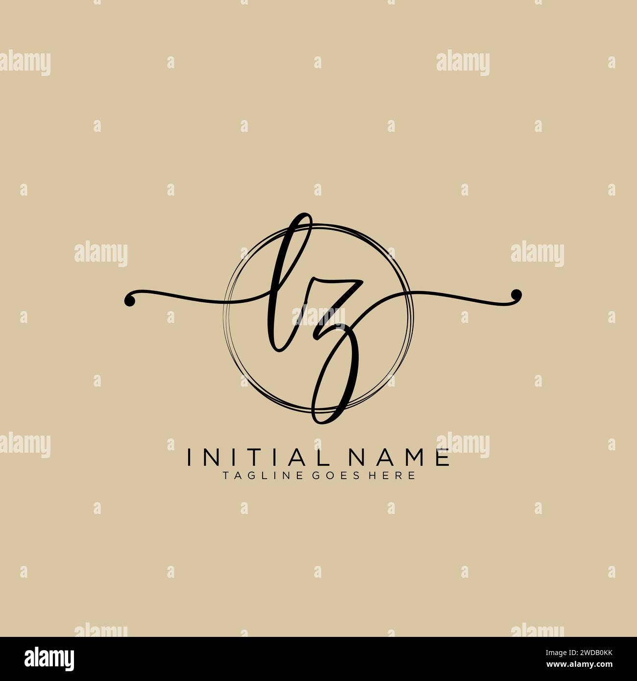 LZ Initial handwriting logo with circle Stock Vector