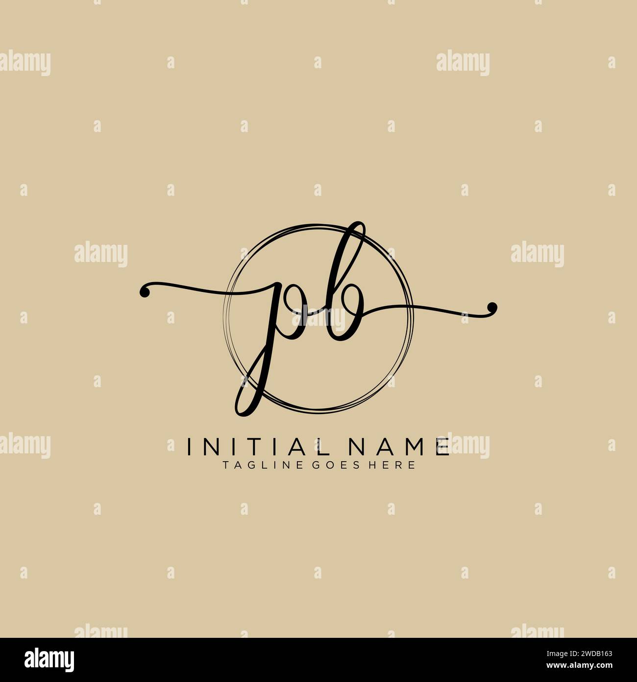 PB Initial handwriting logo with circle Stock Vector