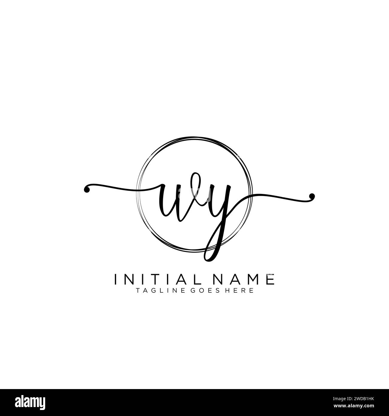 WY Initial handwriting logo with circle Stock Vector