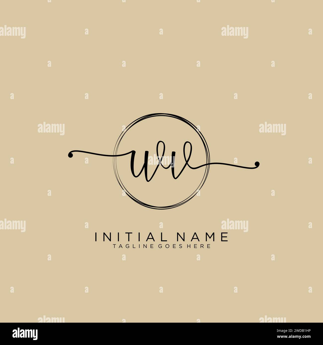 WV Initial handwriting logo with circle Stock Vector