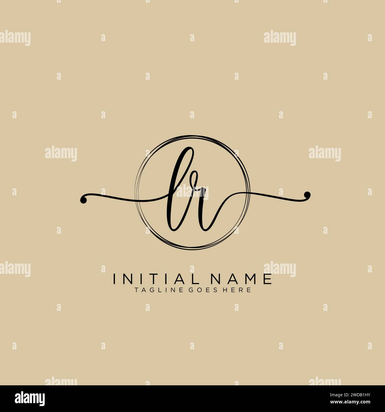 LR Initial handwriting logo with circle Stock Vector