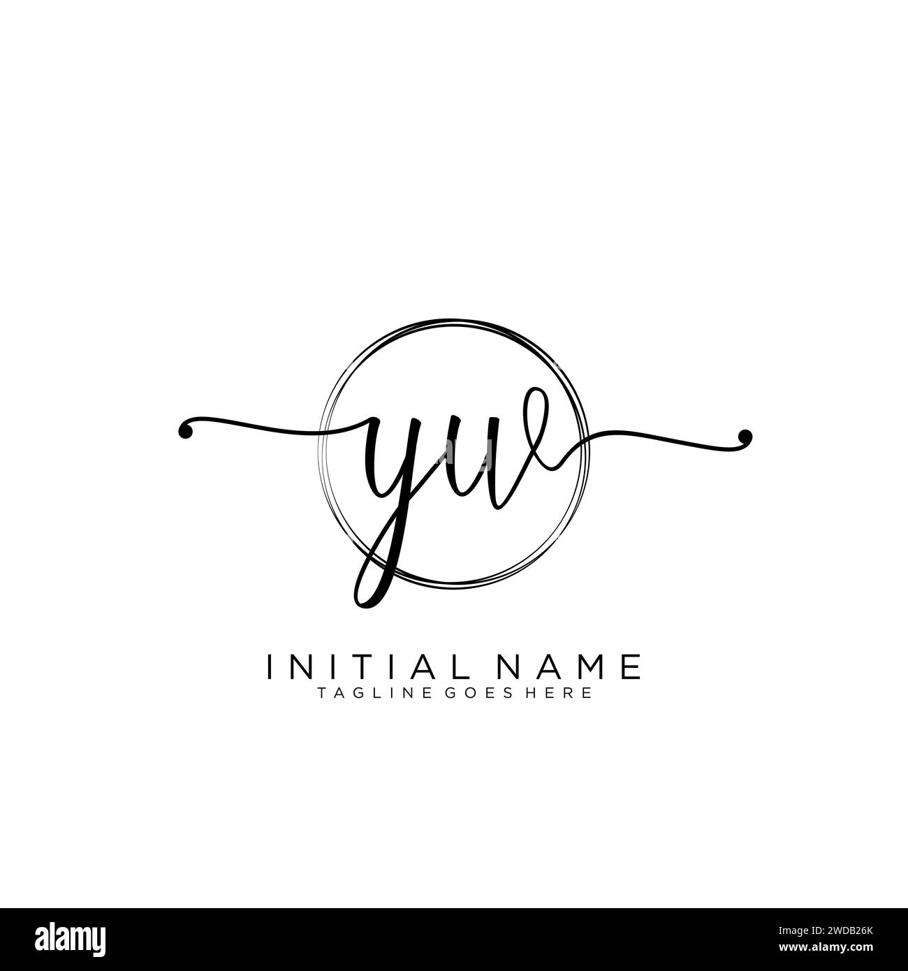YW Initial handwriting logo with circle Stock Vector