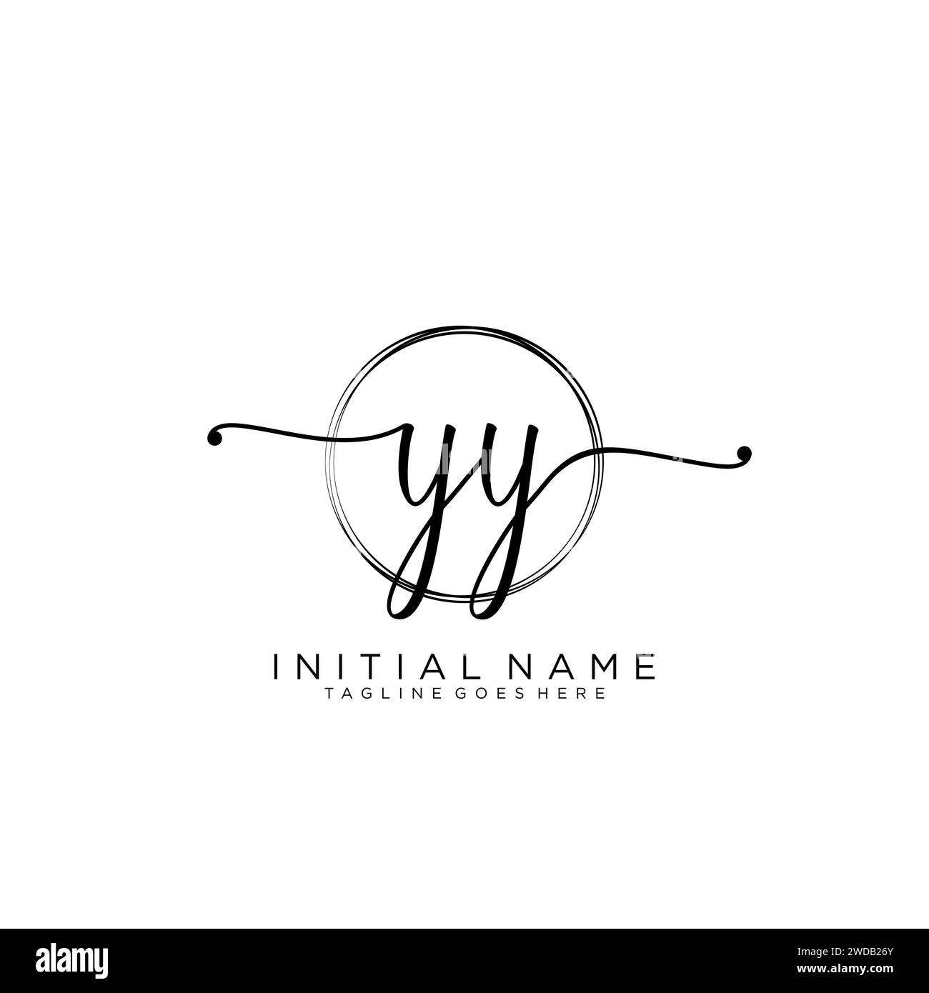 YY Initial handwriting logo with circle Stock Vector