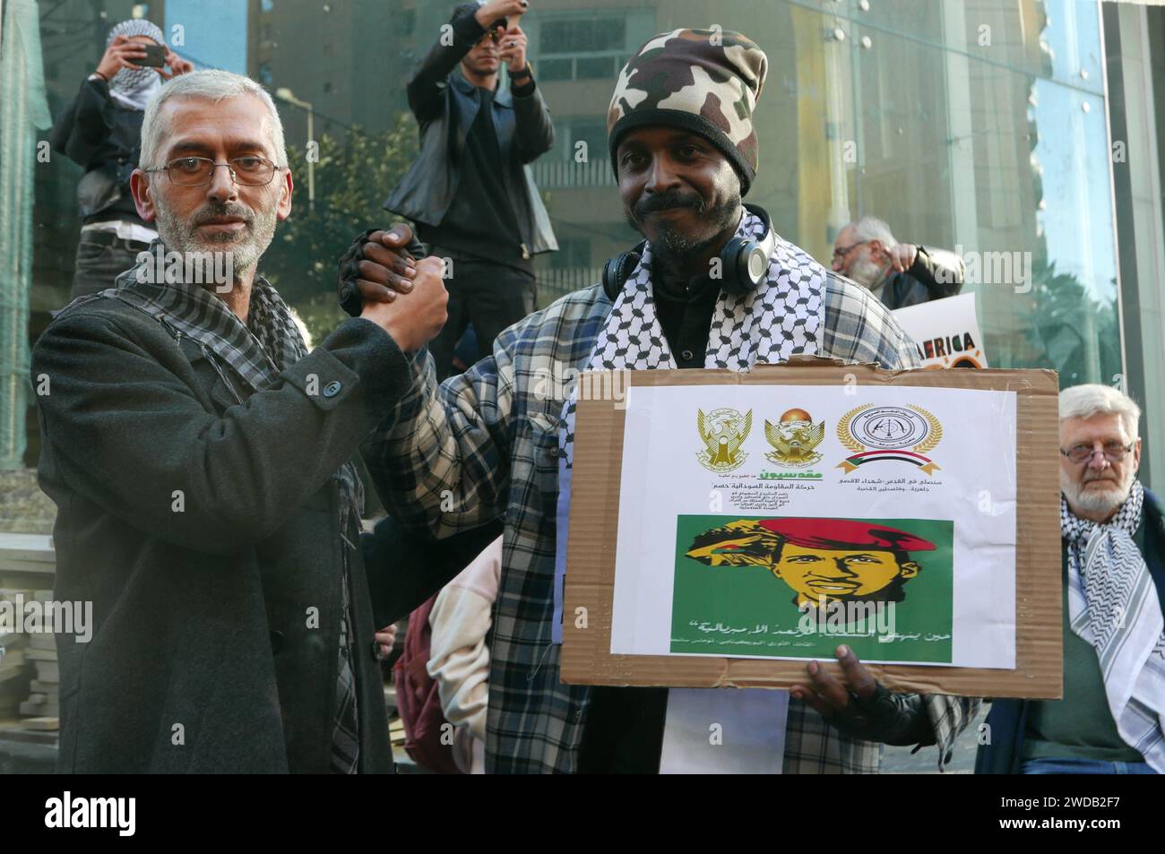 Beirut Lebanon 19th Jan 2024 A Hundred Pro Palestine Activists   Beirut Lebanon 19th Jan 2024 A Hundred Pro Palestine Activists Gather Outside The South African Honorary Consulate In Beirut Lebanon On January 19 2024 On Last December South Africa Has Filed A Case Against Israel At The International Court Of Justice Icj Accusing Its Government Of Genocide Against Palestinians In Gaza After More Than Two Months Of Continuous Bombings Photo By Elisa Gestrisipa Usa Credit Sipa Usaalamy Live News 2WDB2F7 