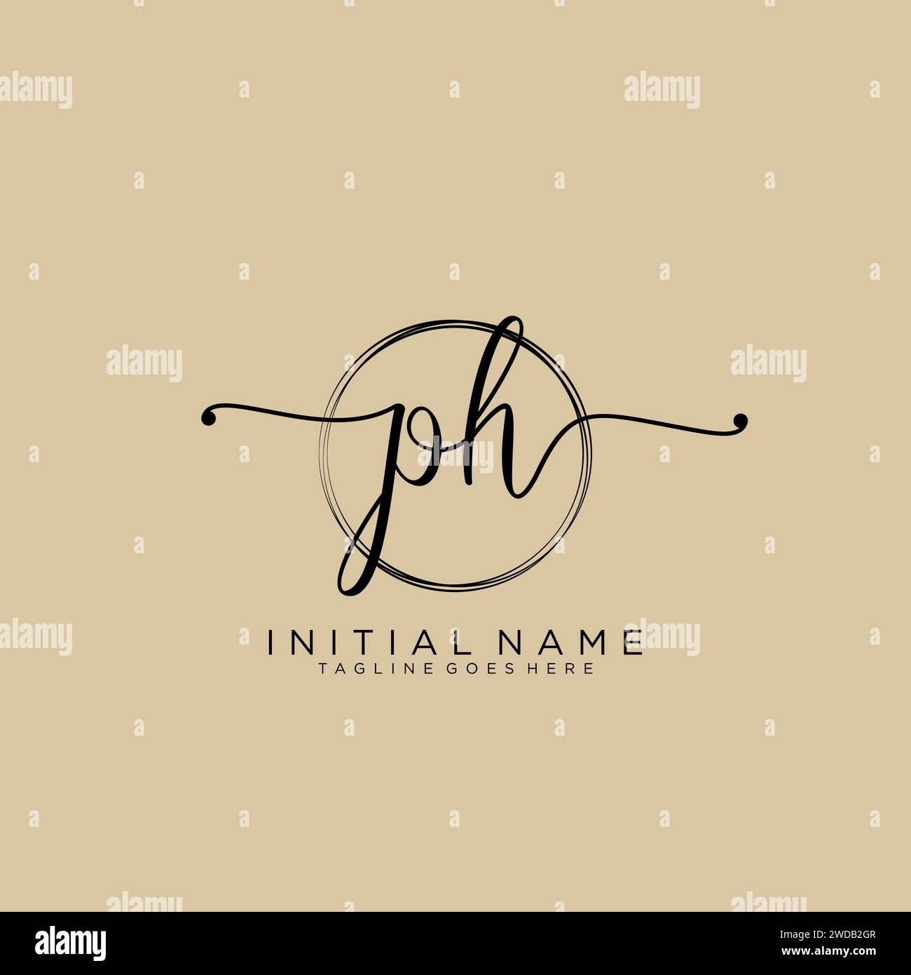PH Initial handwriting logo with circle Stock Vector
