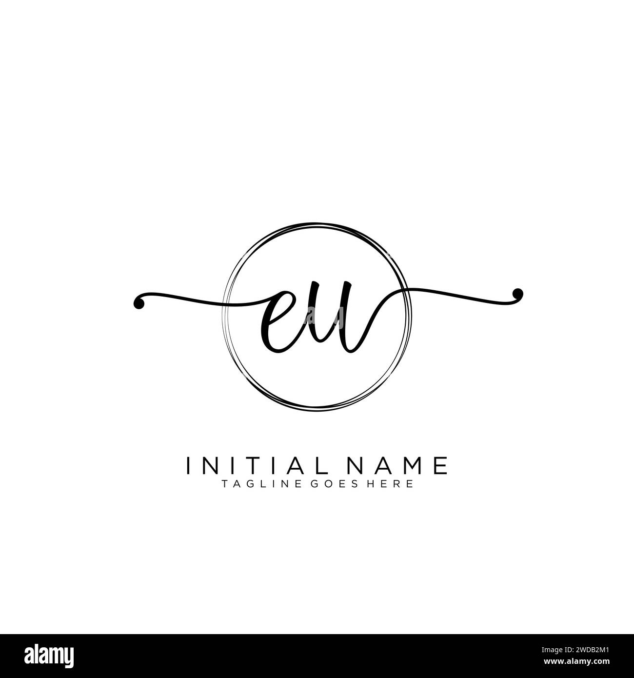 EU Initial handwriting logo with circle Stock Vector