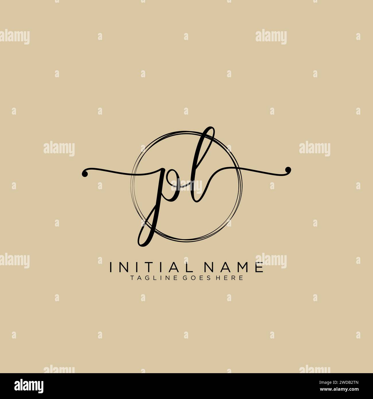 PL Initial handwriting logo with circle Stock Vector