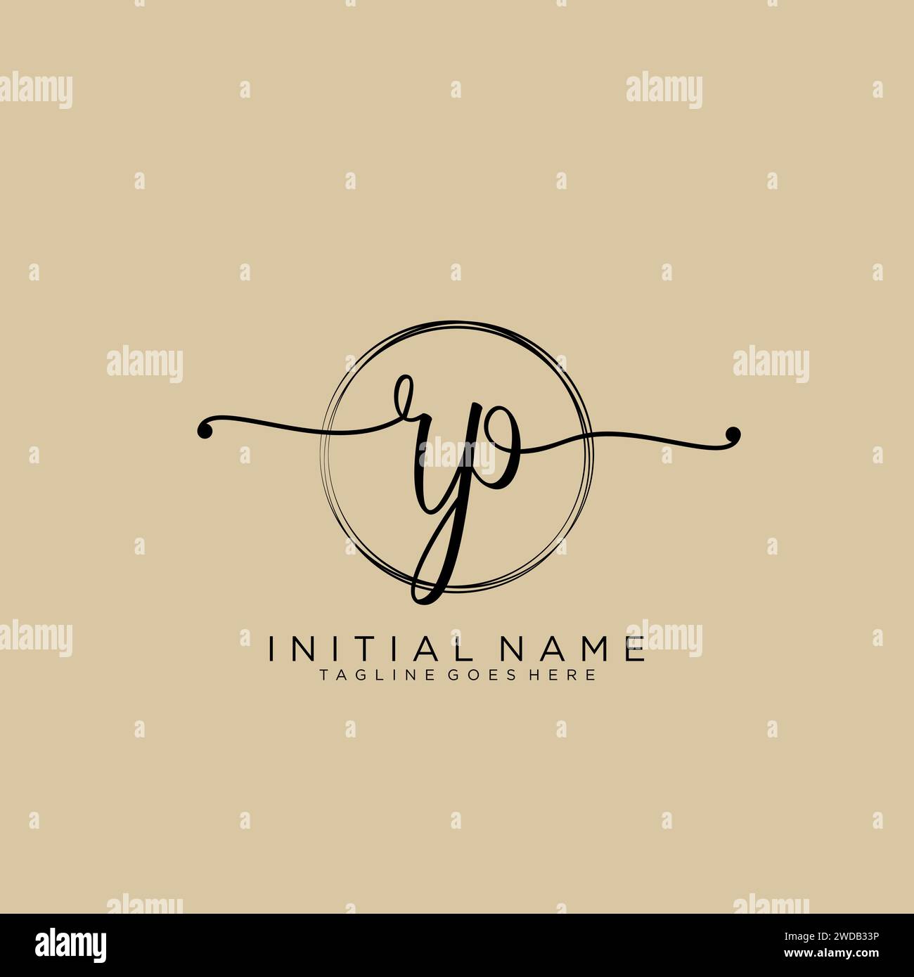 RP Initial handwriting logo with circle Stock Vector
