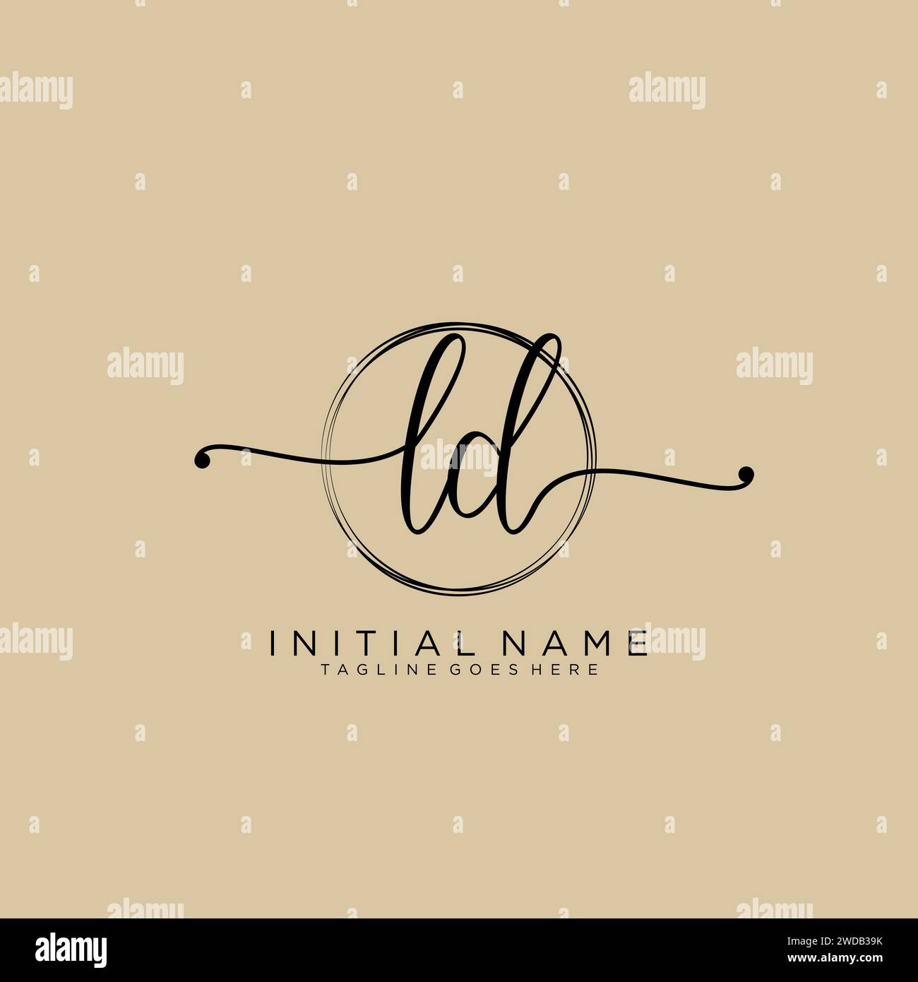 LD Initial handwriting logo with circle Stock Vector