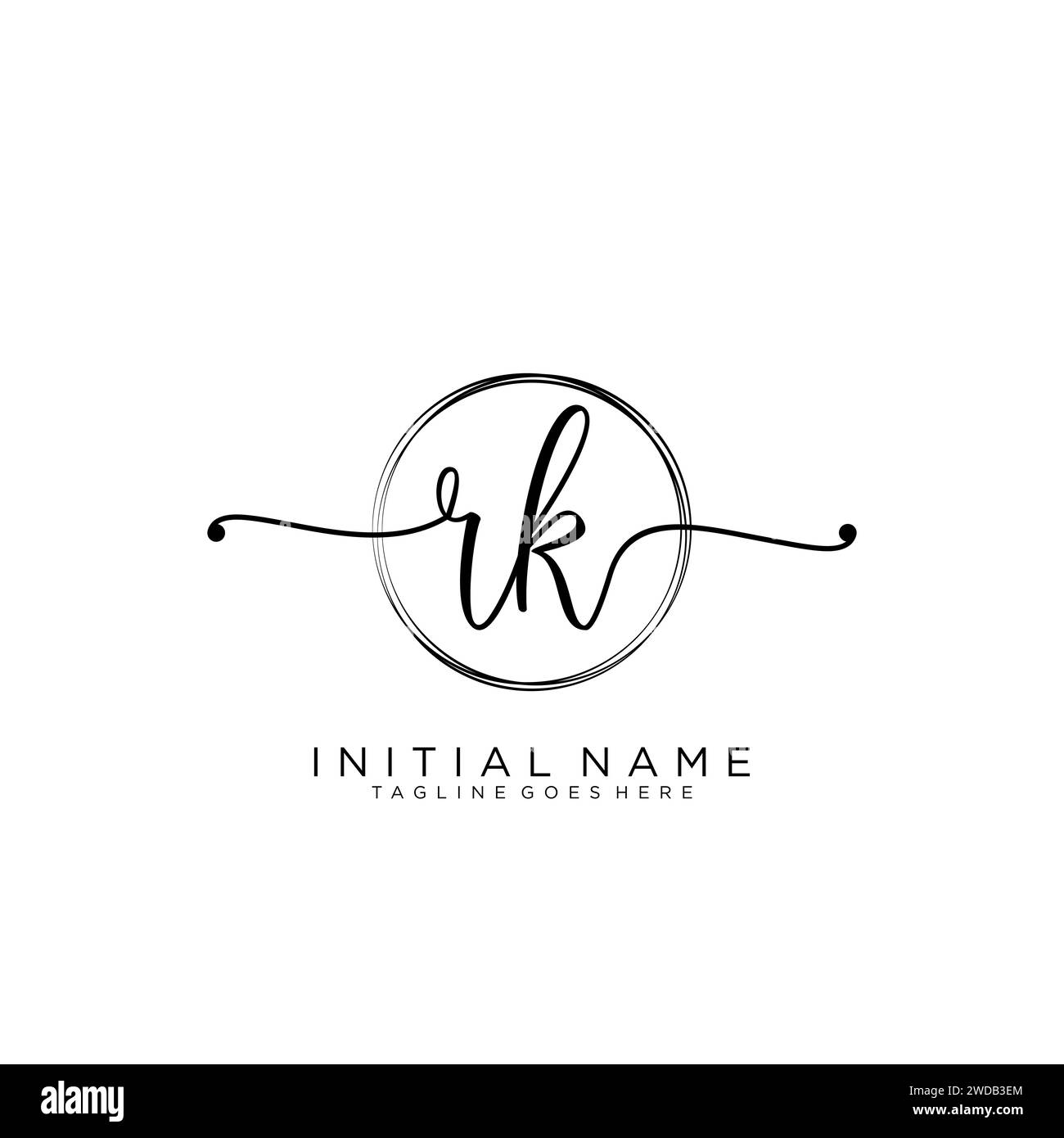 RK Initial handwriting logo with circle Stock Vector