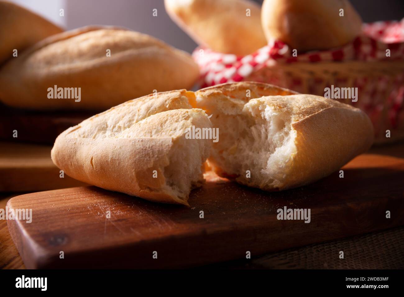 Bolillo bread. Traditional mexican bakery. White bread also called