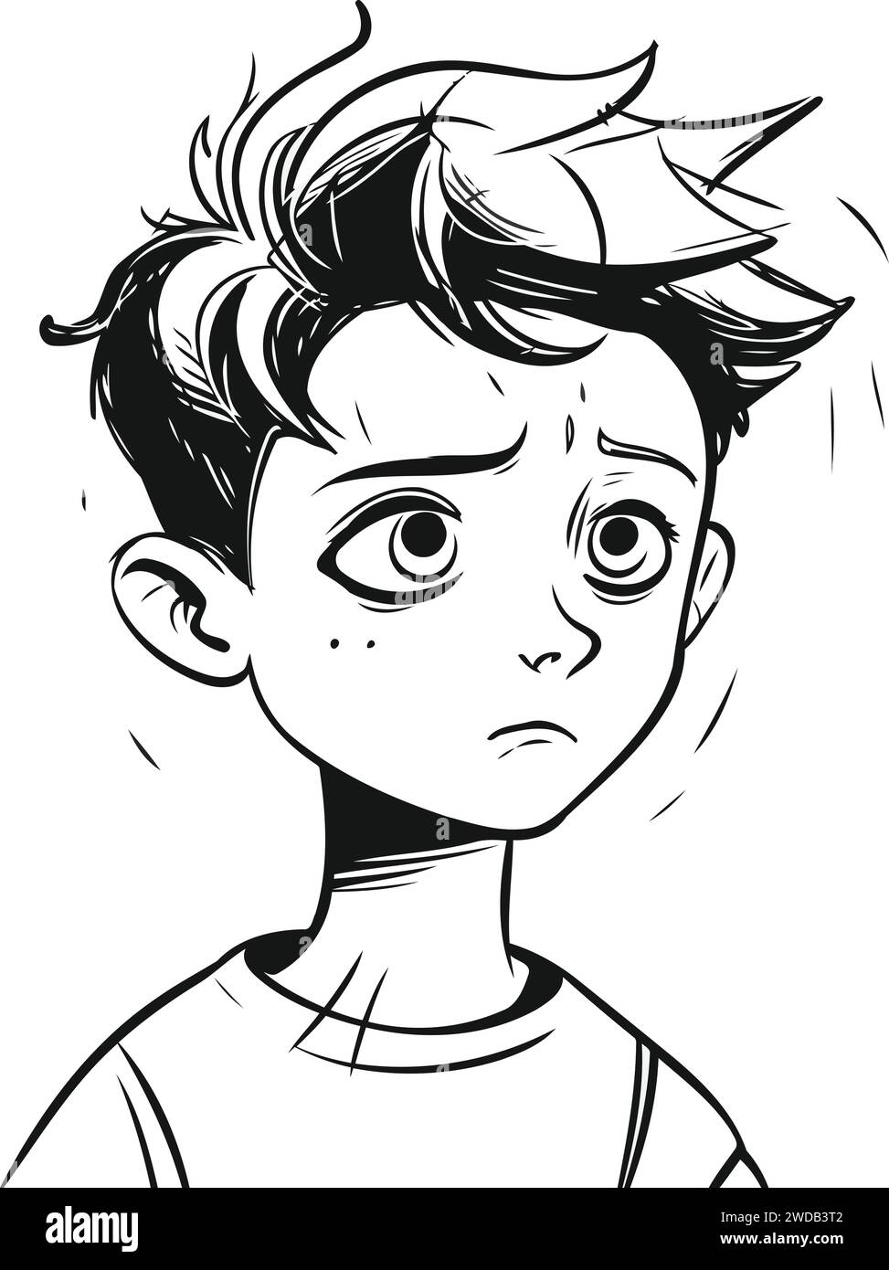 Portrait Of A Sad Boy Black And White Vector Illustration Stock Vector pinterest