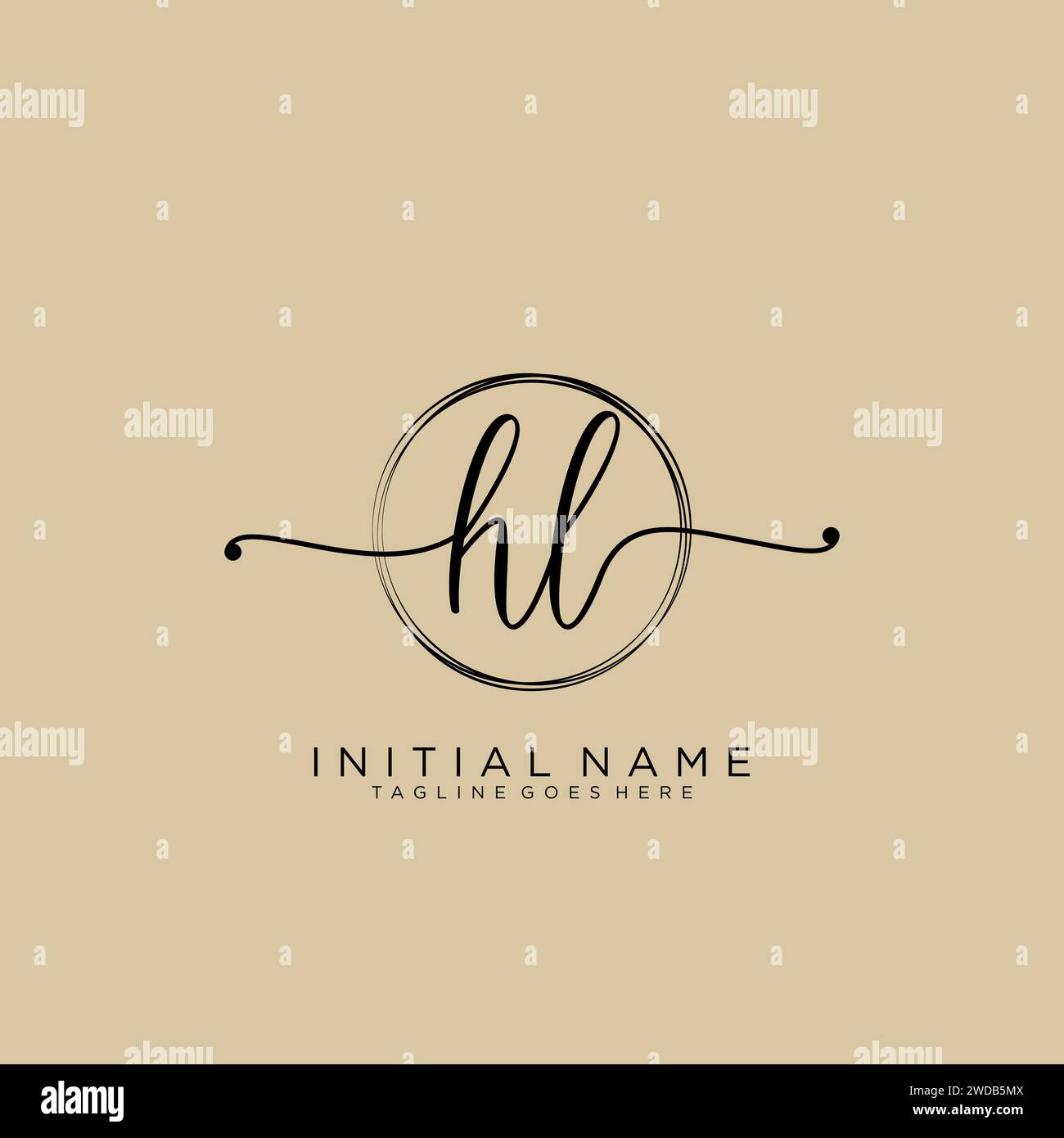 HL Initial handwriting logo with circle Stock Vector