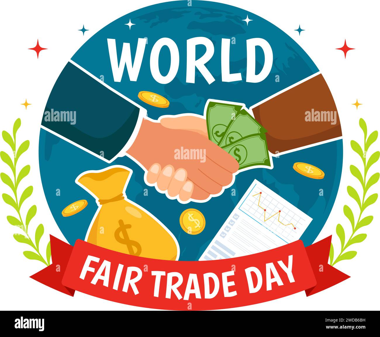 World Fair Trade Day Vector Illustration on 11 May with Gold Coins