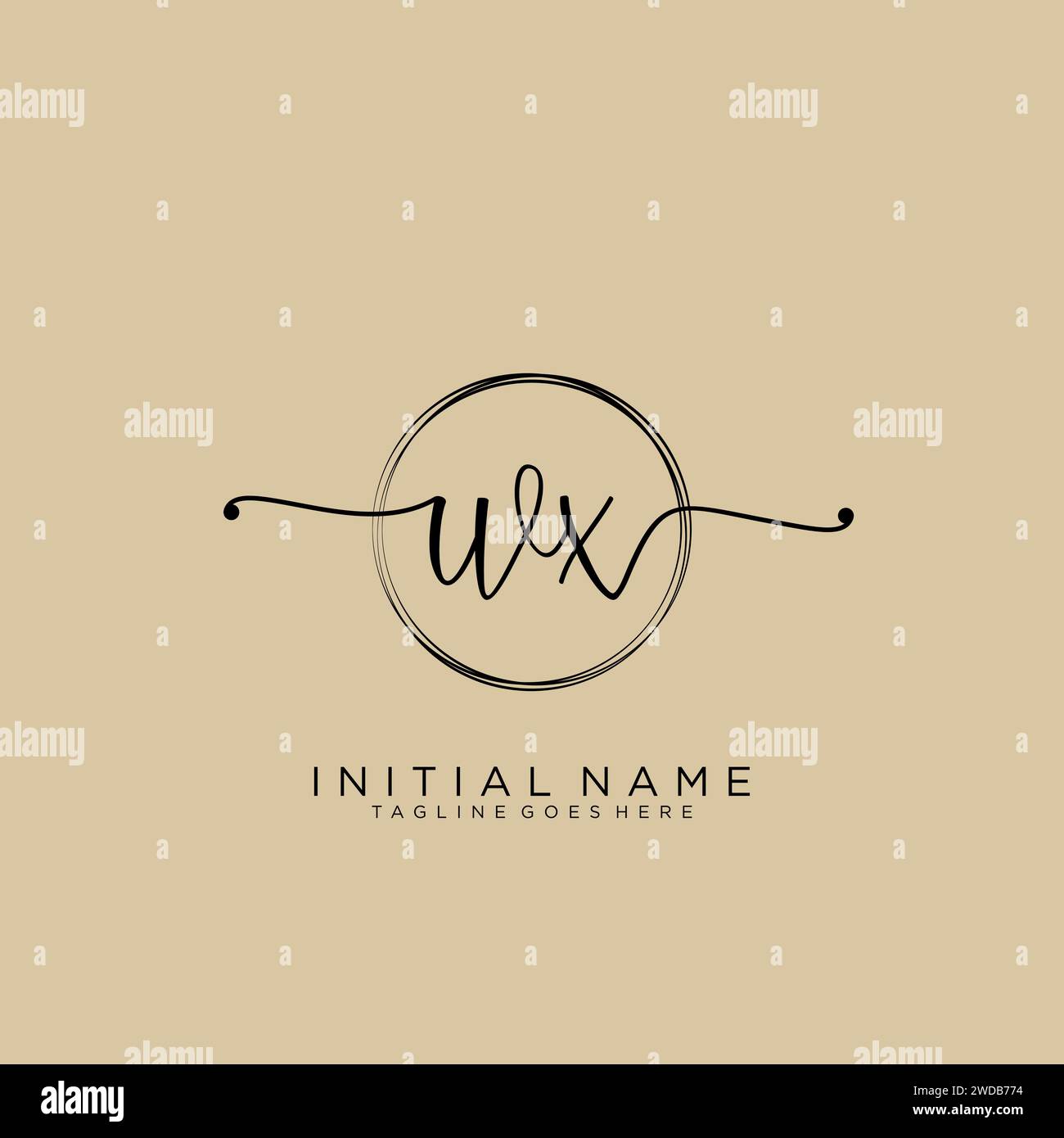 WX Initial handwriting logo with circle Stock Vector