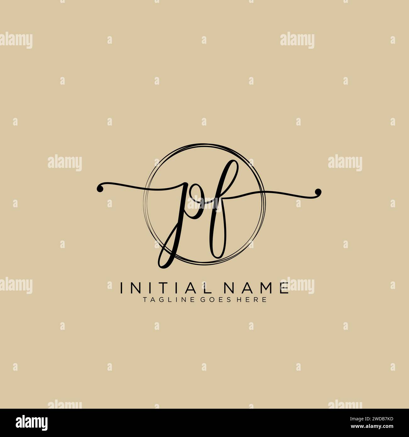 PF Initial handwriting logo with circle Stock Vector