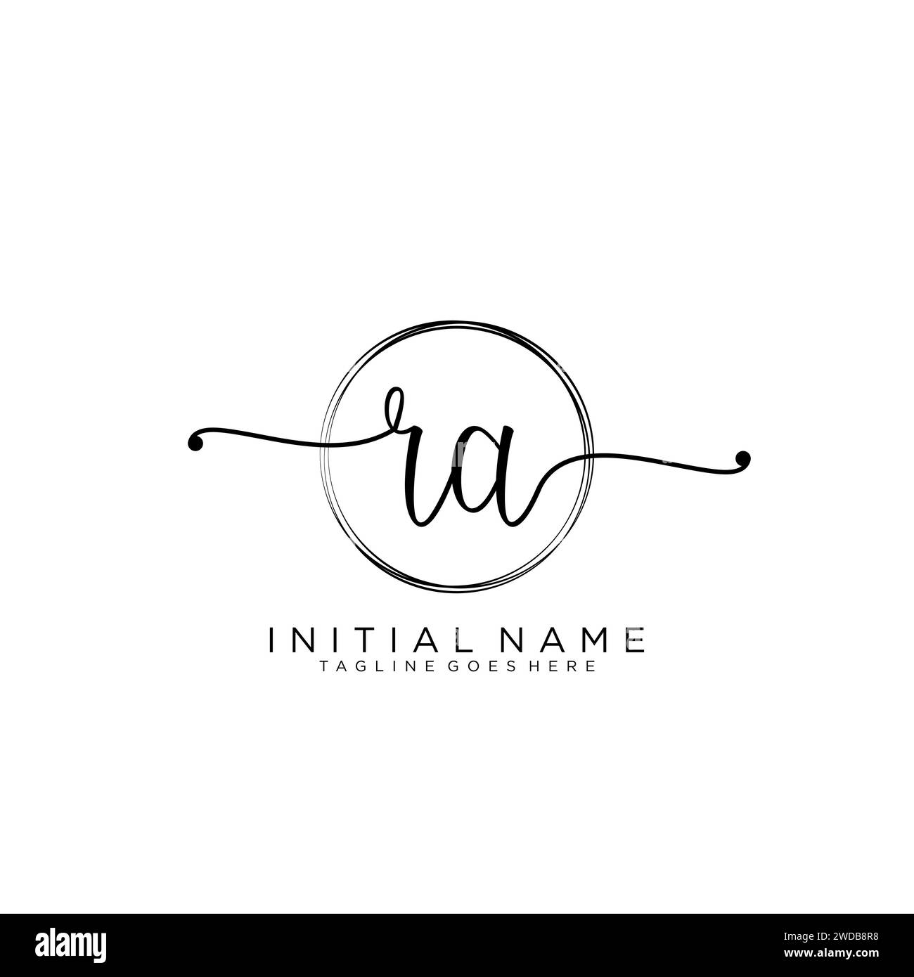 RA Initial handwriting logo with circle Stock Vector