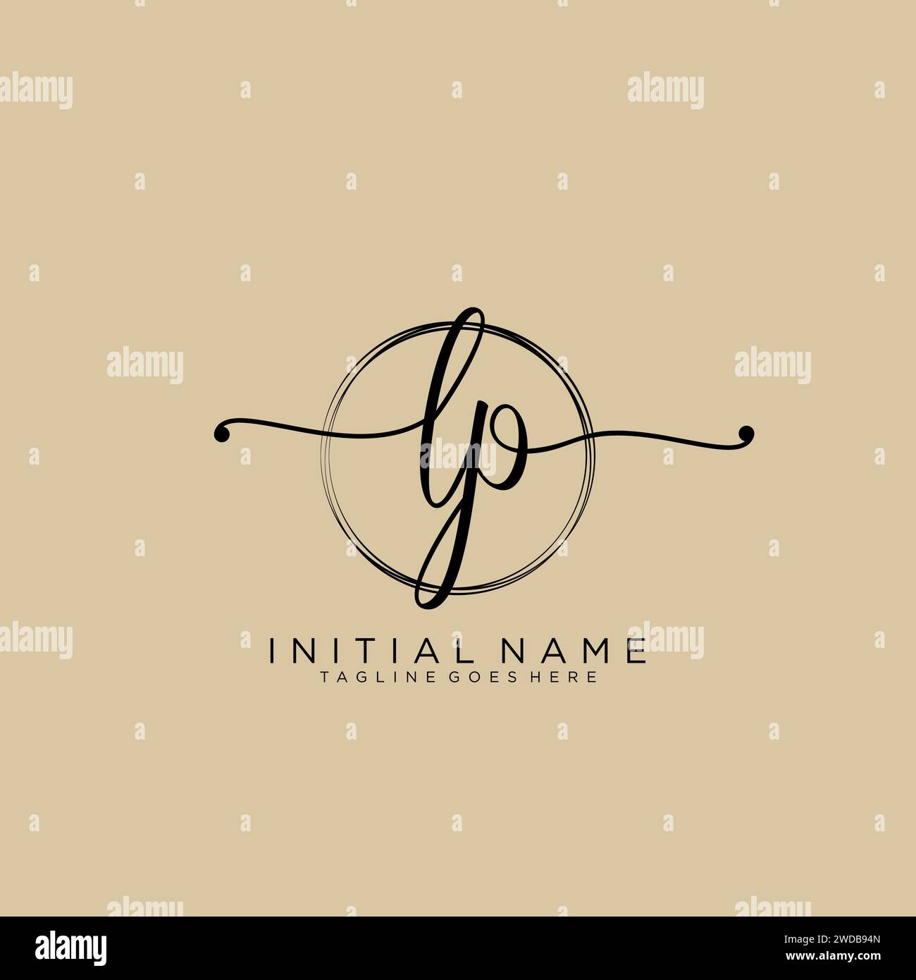 LP Initial handwriting logo with circle Stock Vector