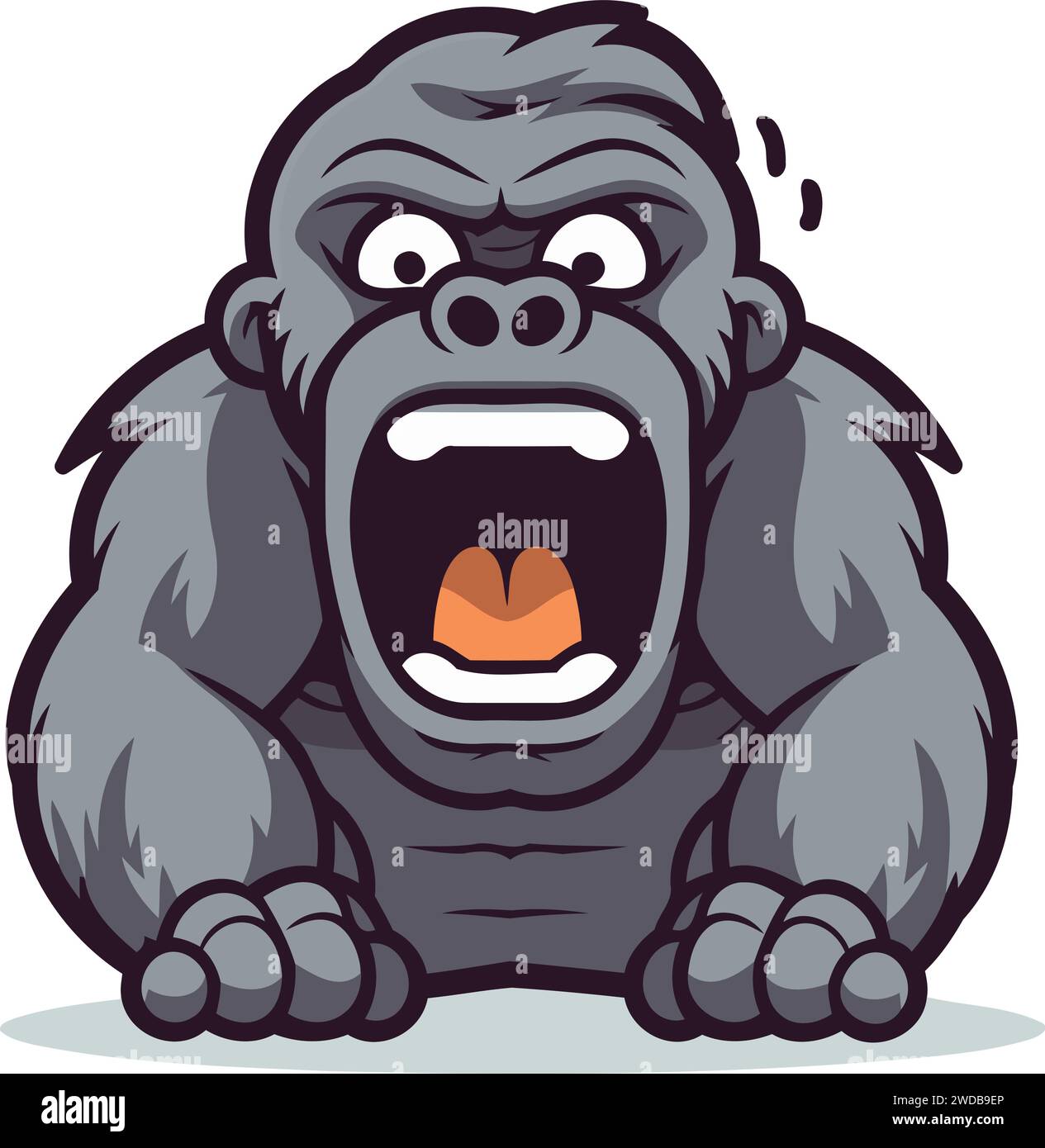 Angry Gorilla Cartoon Vector Illustration. Isolated On White ...