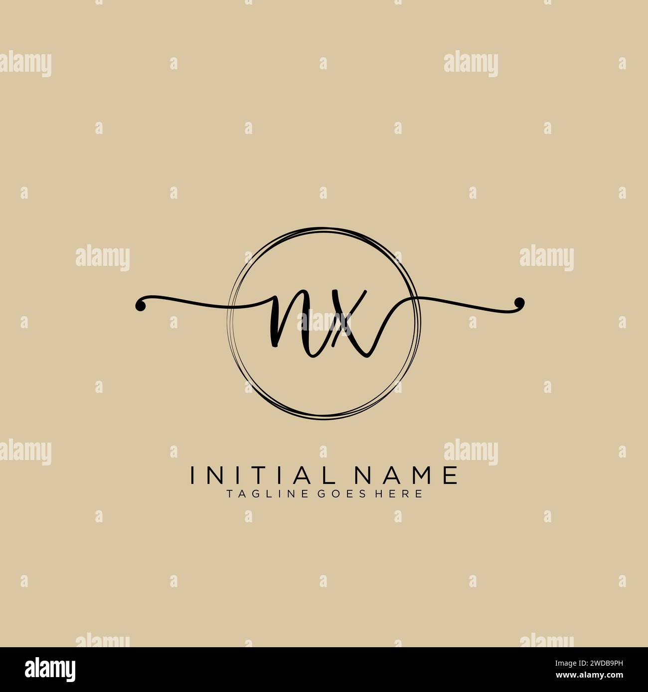 NX Initial handwriting logo with circle Stock Vector