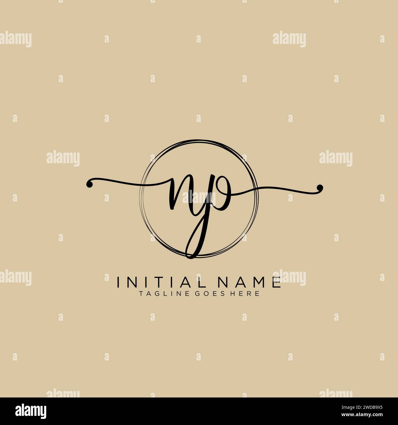 NP Initial handwriting logo with circle Stock Vector