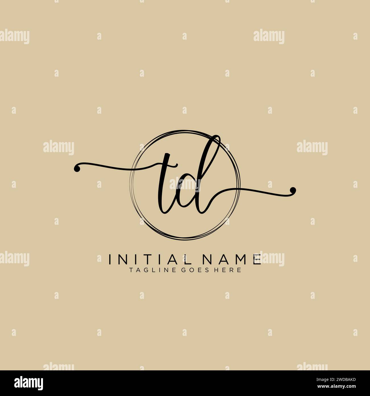 TD Initial handwriting logo with circle Stock Vector