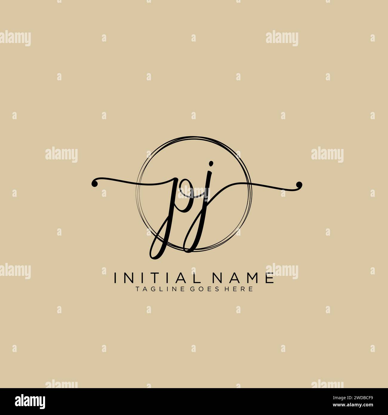 PJ Initial handwriting logo with circle Stock Vector