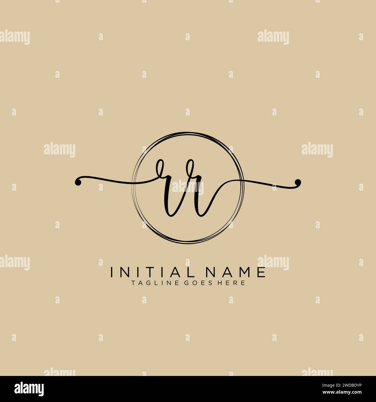 RR Initial handwriting logo with circle Stock Vector