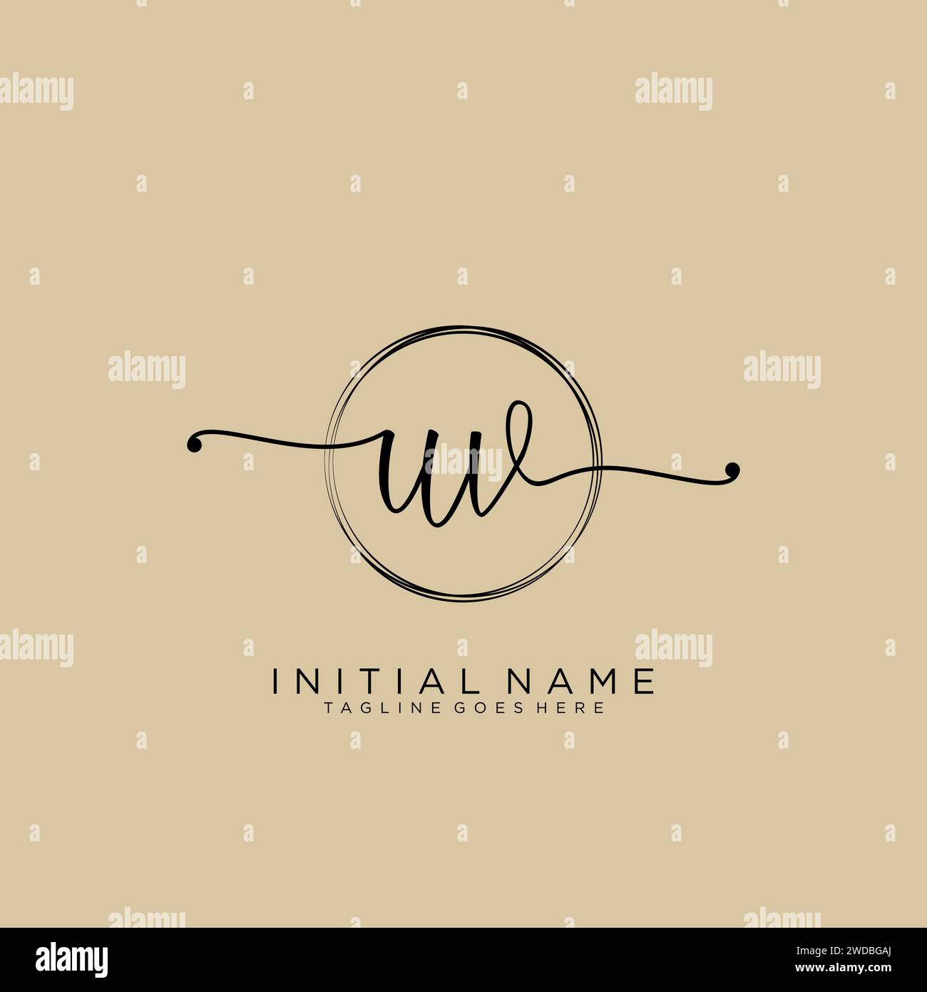 UV Initial handwriting logo with circle Stock Vector