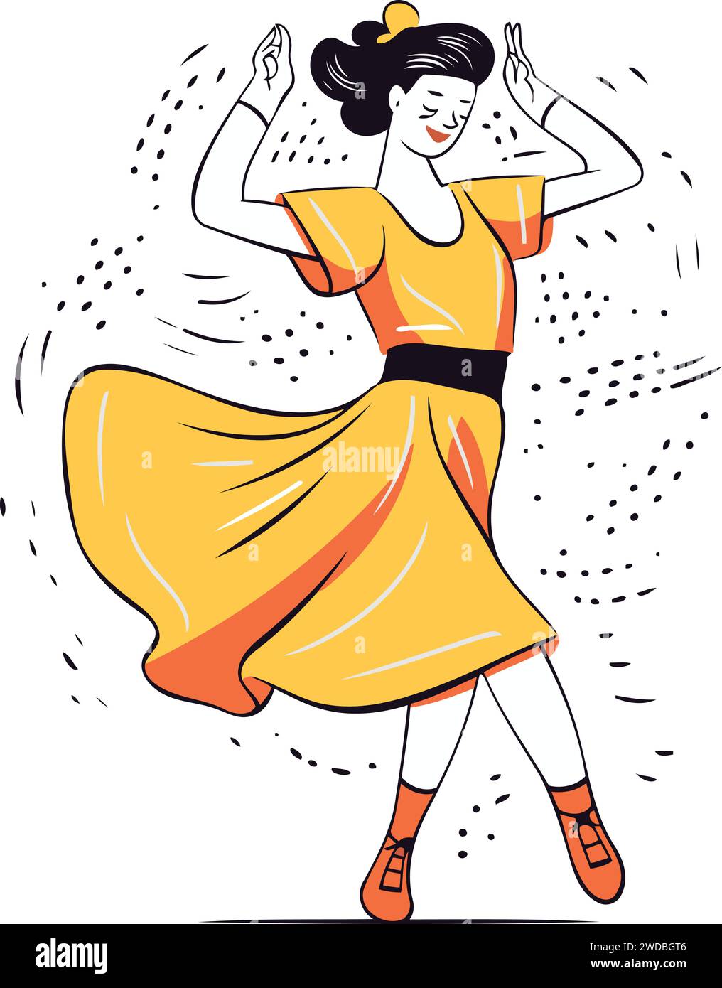 Flamenco dancer girl in a yellow dress. Vector illustration Stock