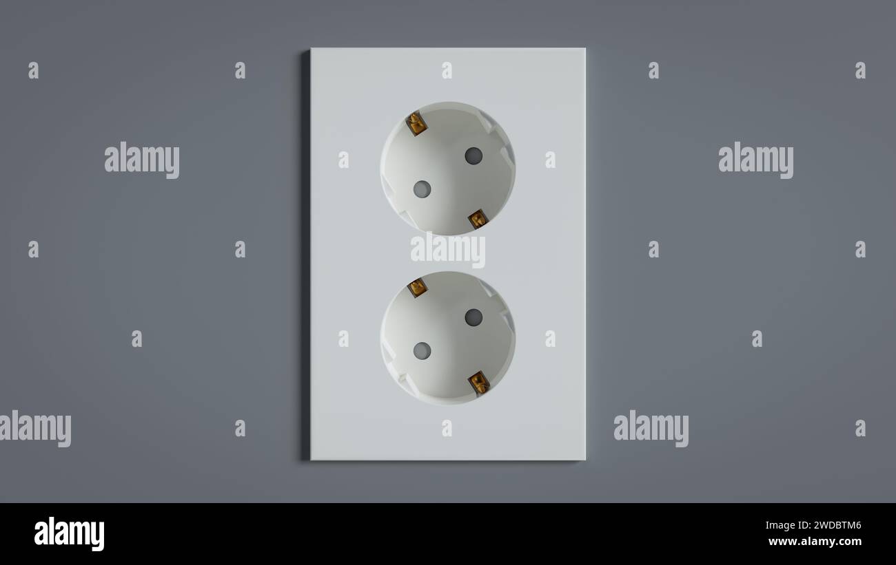 Two Korean standard electrical outlets on the wall.,3d rendering Stock