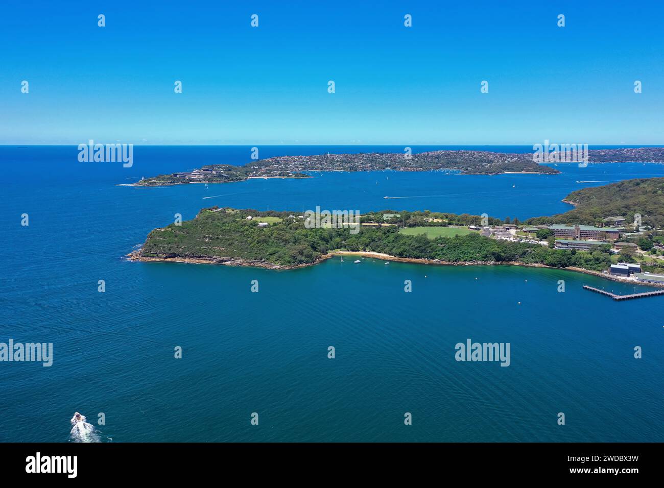 Beautiful high angle aerial drone view of Cobblers Beach and Middle