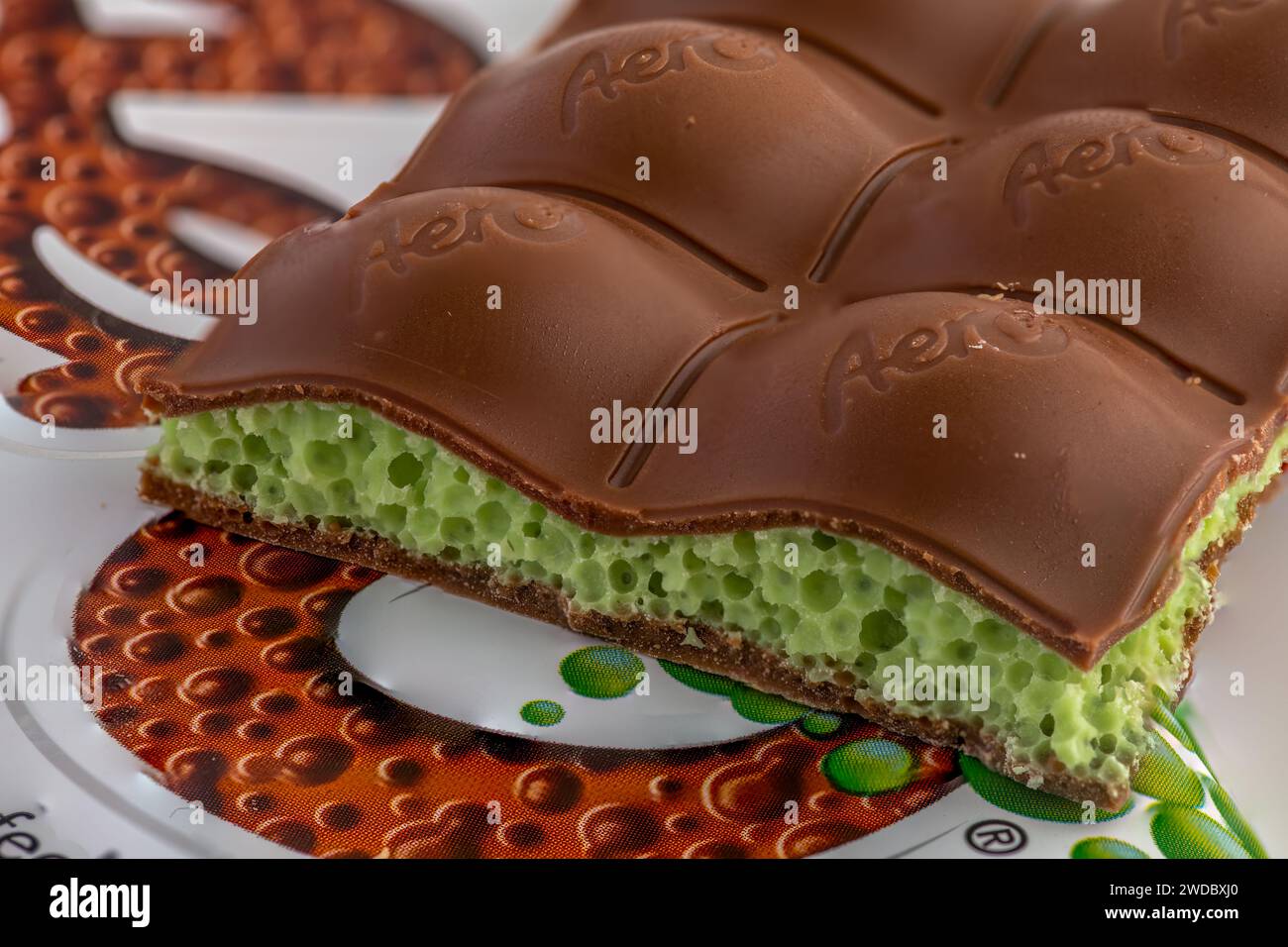 Mint Chocolate Bar Stock Photo