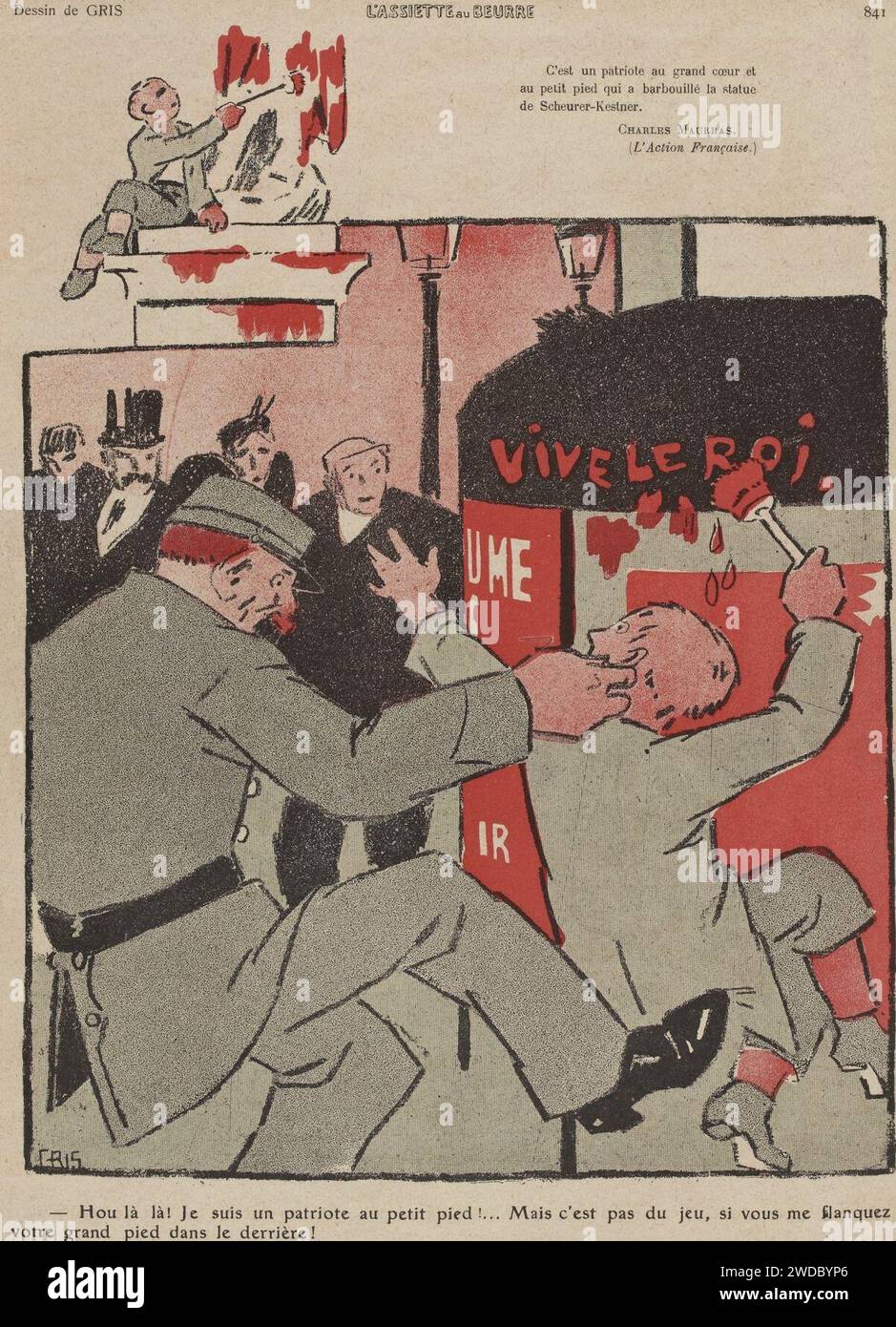 19090327 Caricature d'un Camelot du Roi et d'un policier dans L'Assiette au beurre. Stock Photo